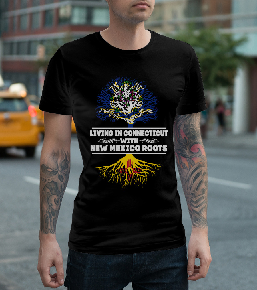 Connecticut Living with Deep New Mexico Roots Featuring State Tree and Zia T-Shirt