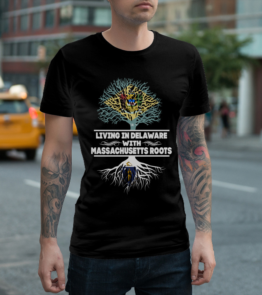 Delaware Living Embracing Strong Massachusetts Roots with State Symbols T-Shirt