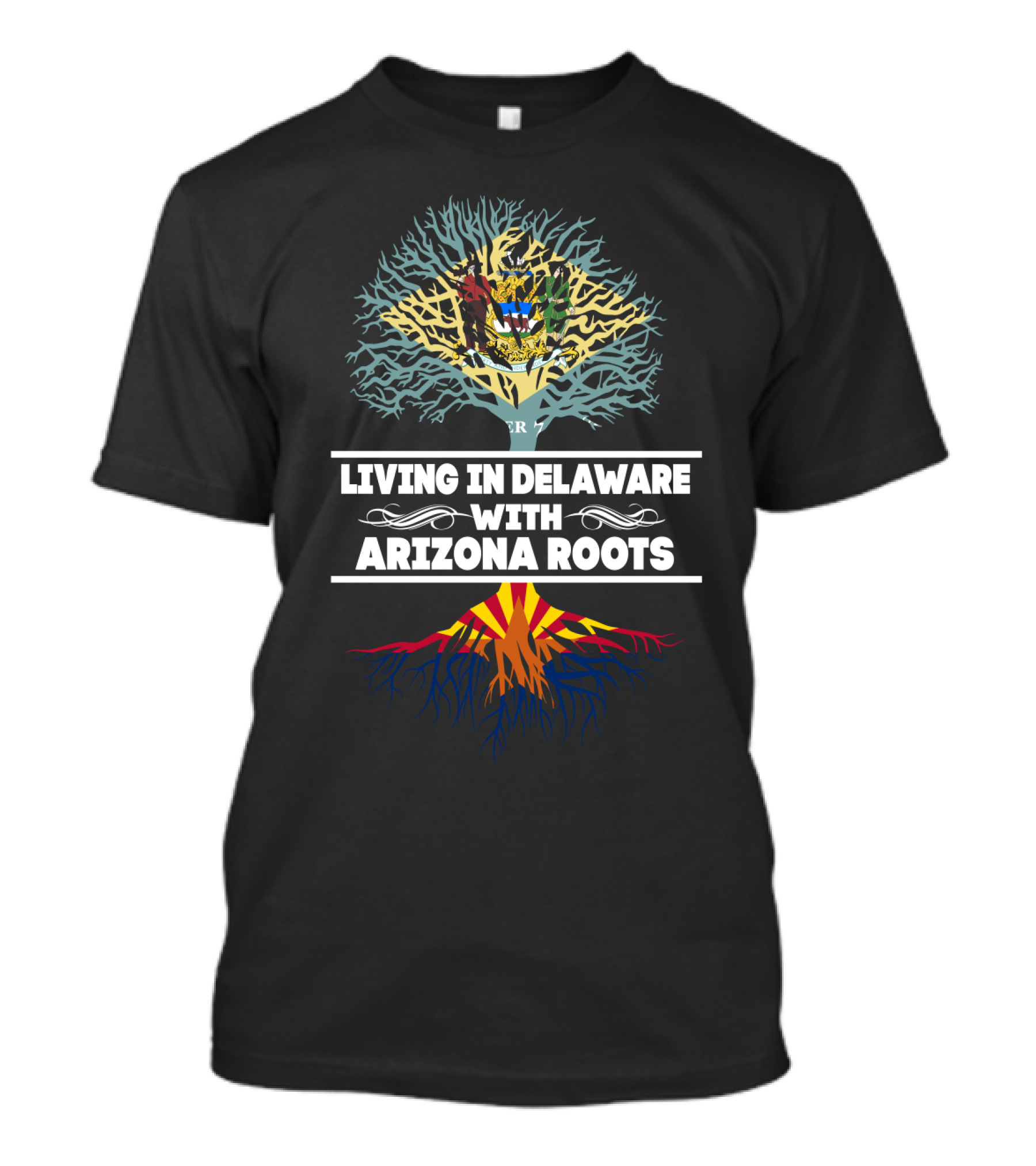 Tree Symbolizing The Connection Of Living In Delaware With Arizona Roots T-Shirt