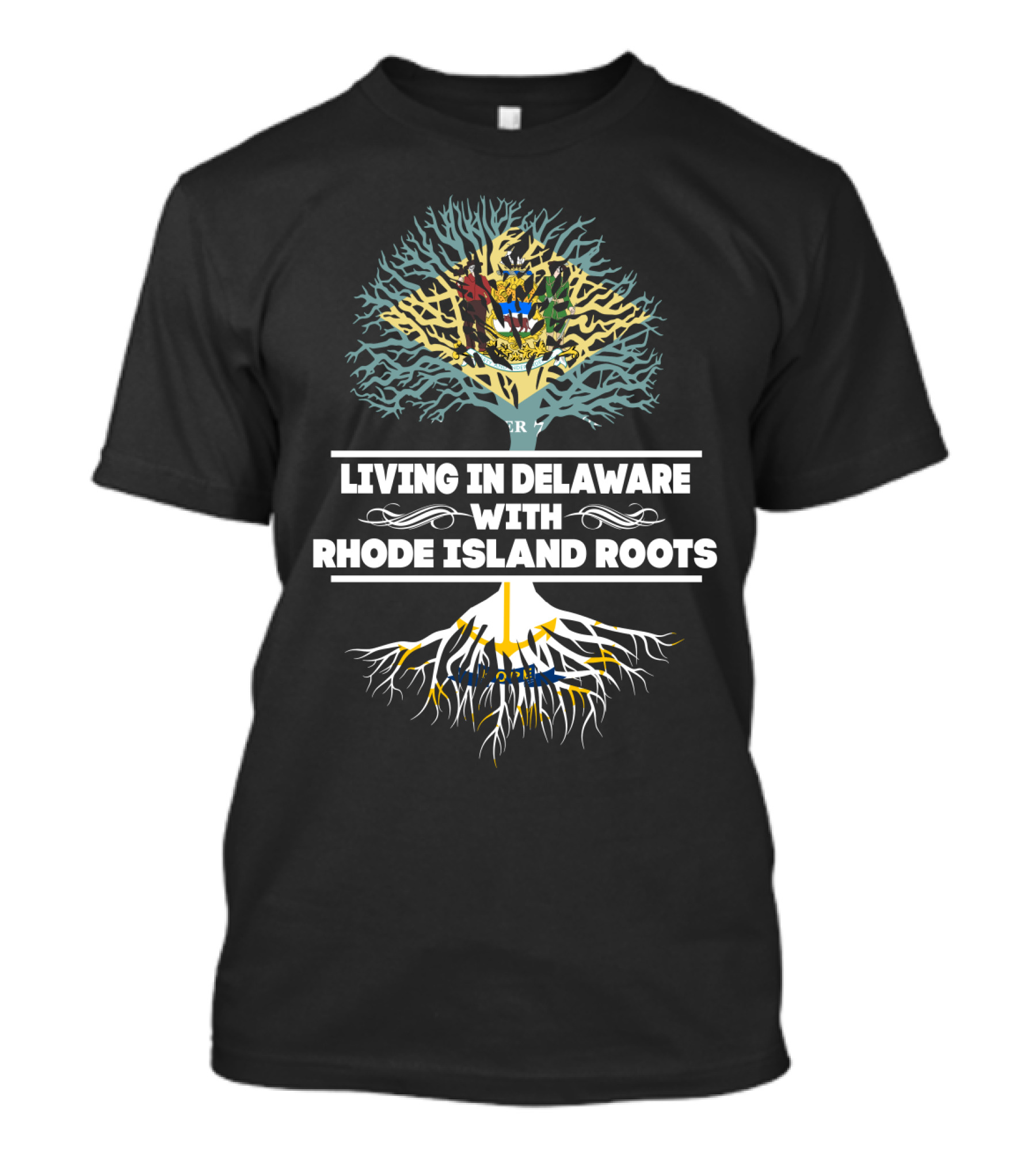 Living In Delaware With Rhode Island Heritage Tree T-Shirt