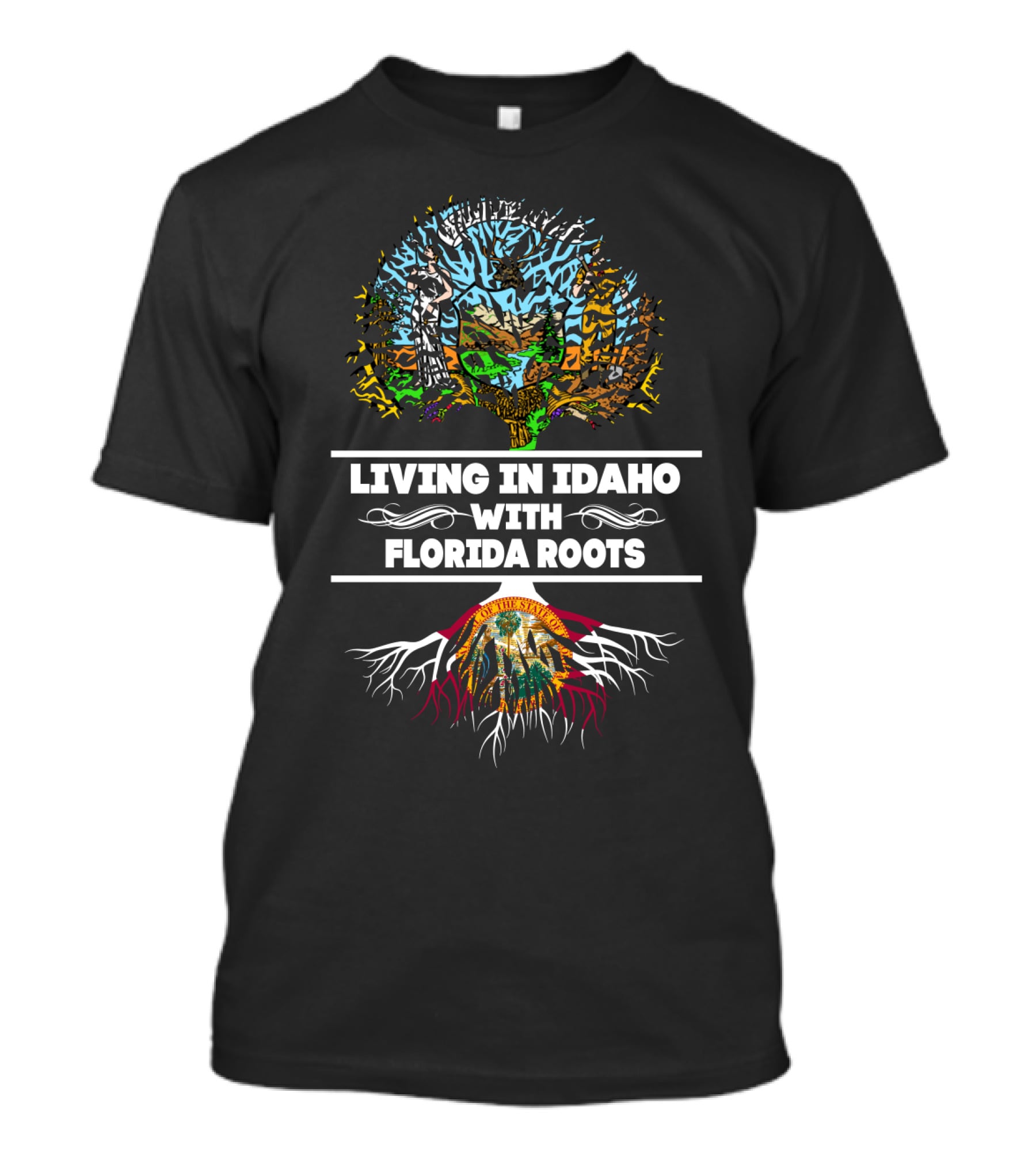 Idaho Life With Deep Florida Heritage Tree T-Shirt