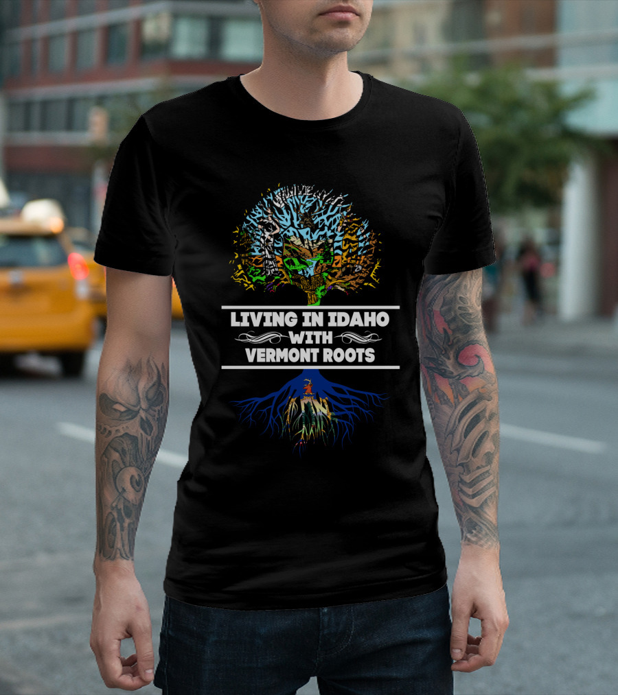 Living In Idaho With Vermont Roots Colorful Tree Landscape And Hidden Roots T-Shirt