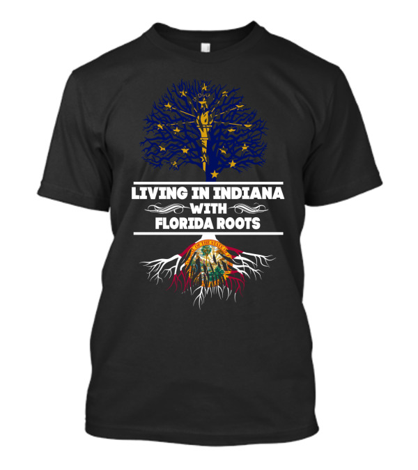 Indiana State Pride Meets Florida Heritage Tree Roots Fusion T-Shirt