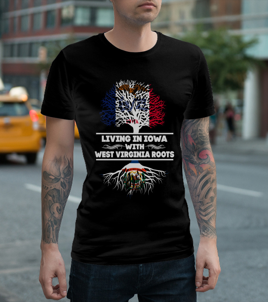 Iowa Living With Proud West Virginia Heritage Tree Flags Icons T-Shirt