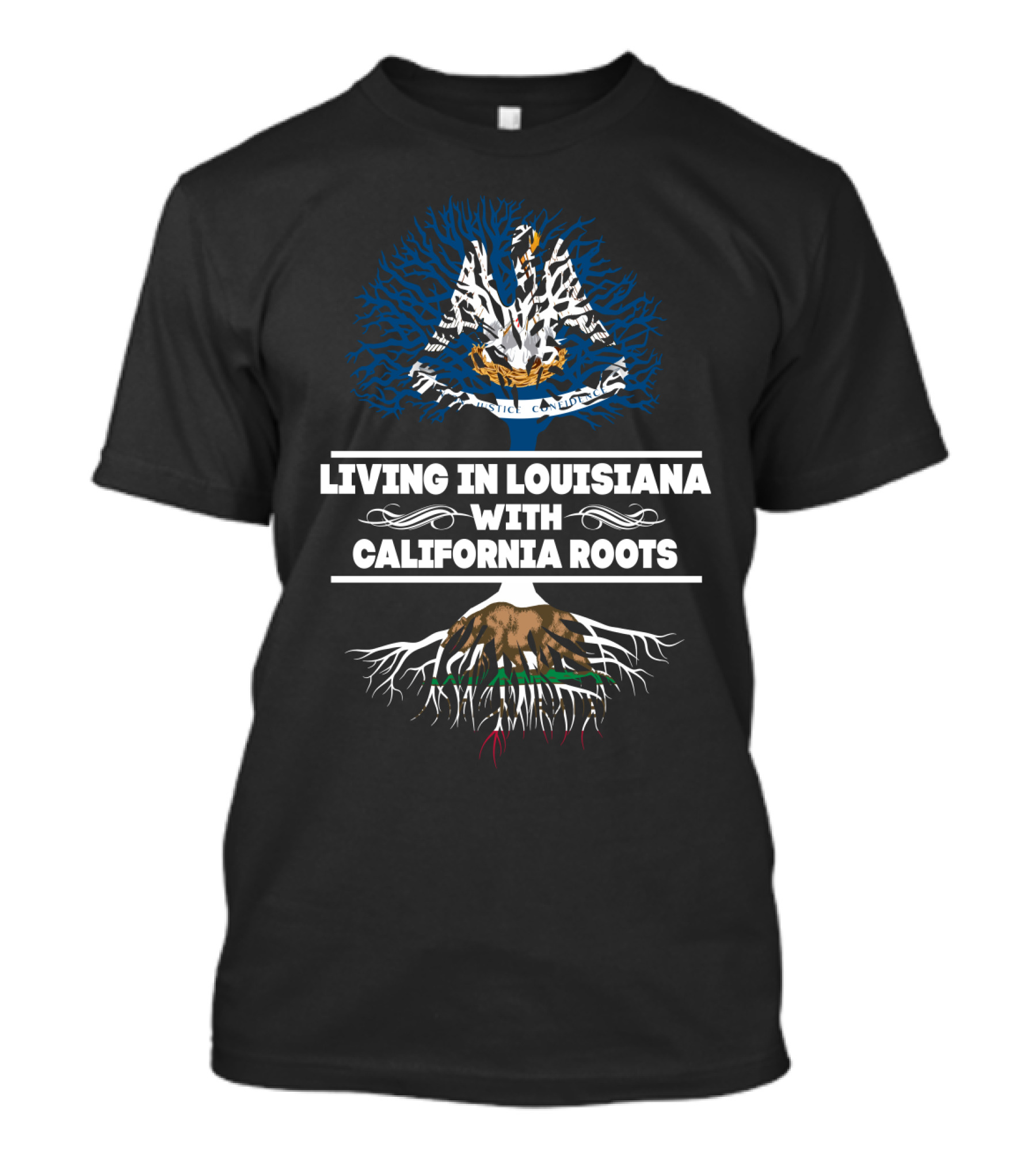Louisiana Life With California Heritage Roots Tree T-Shirt