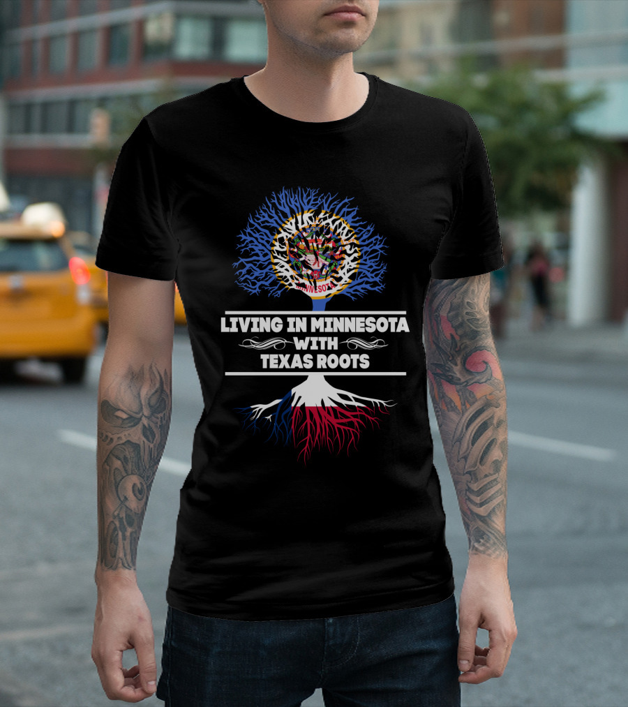 Minnesota Lifestyle Embracing Texas Roots with State Symbol Tree T-Shirt