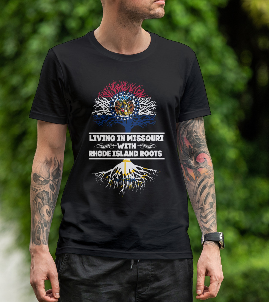 Missouri Pride Blending With Rhode Island Heritage Featuring State Colors And Symbols T-Shirt