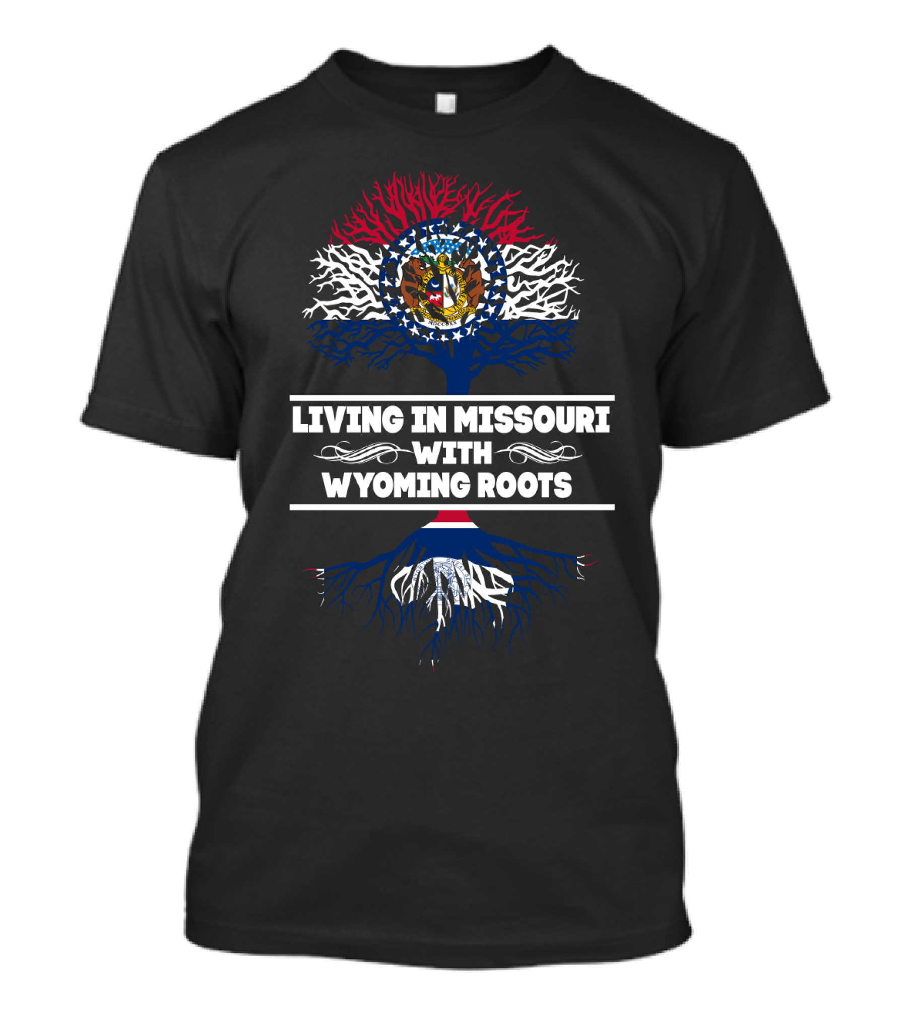 Missouri State Pride With Deep Wyoming Heritage Tree T-Shirt