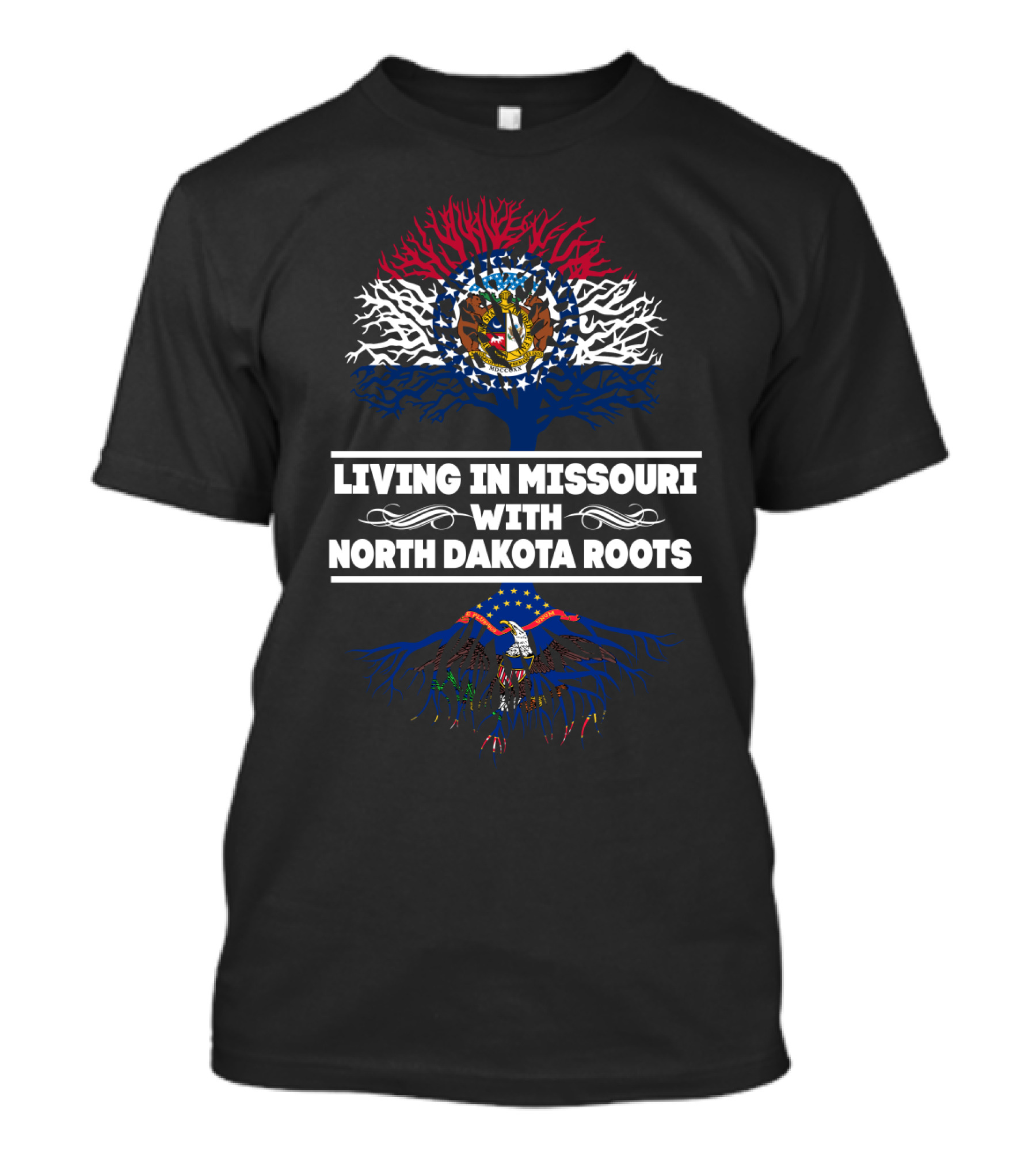 Missouri Pride With North Dakota Heritage Featuring State Symbols T-Shirt