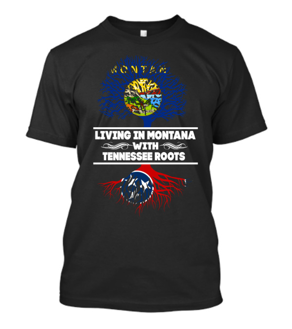 Montana Life Tennessee Roots Tree Design With Blue And Red State Symbols T-Shirt