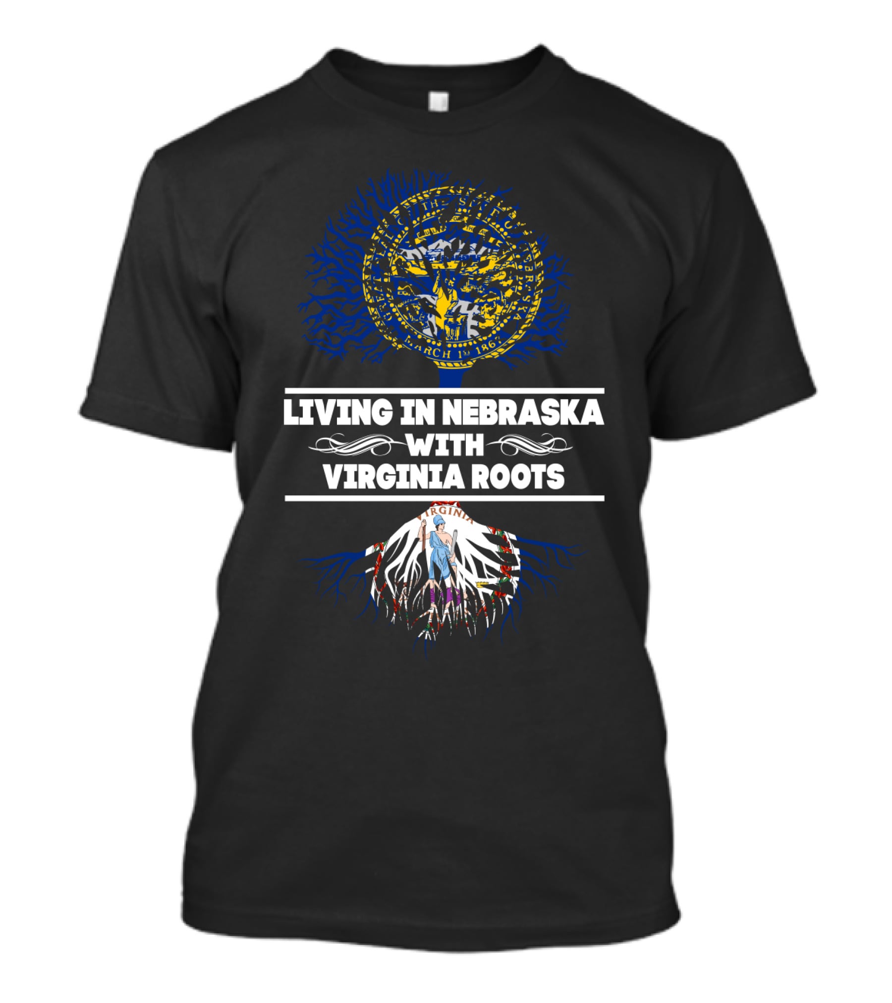 Nebraska Living With Deep Virginia Roots State Pride T-Shirt