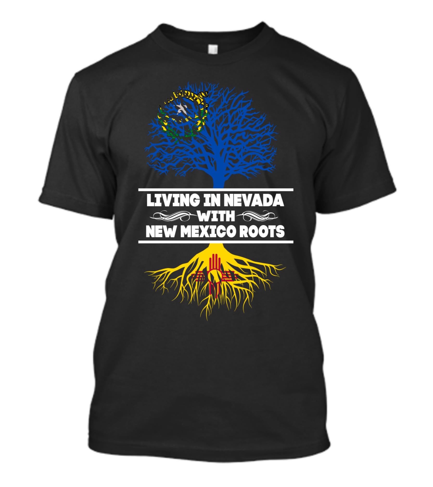 Nevada Life With New Mexico Heritage Featuring Dual-Color Tree T-Shirt