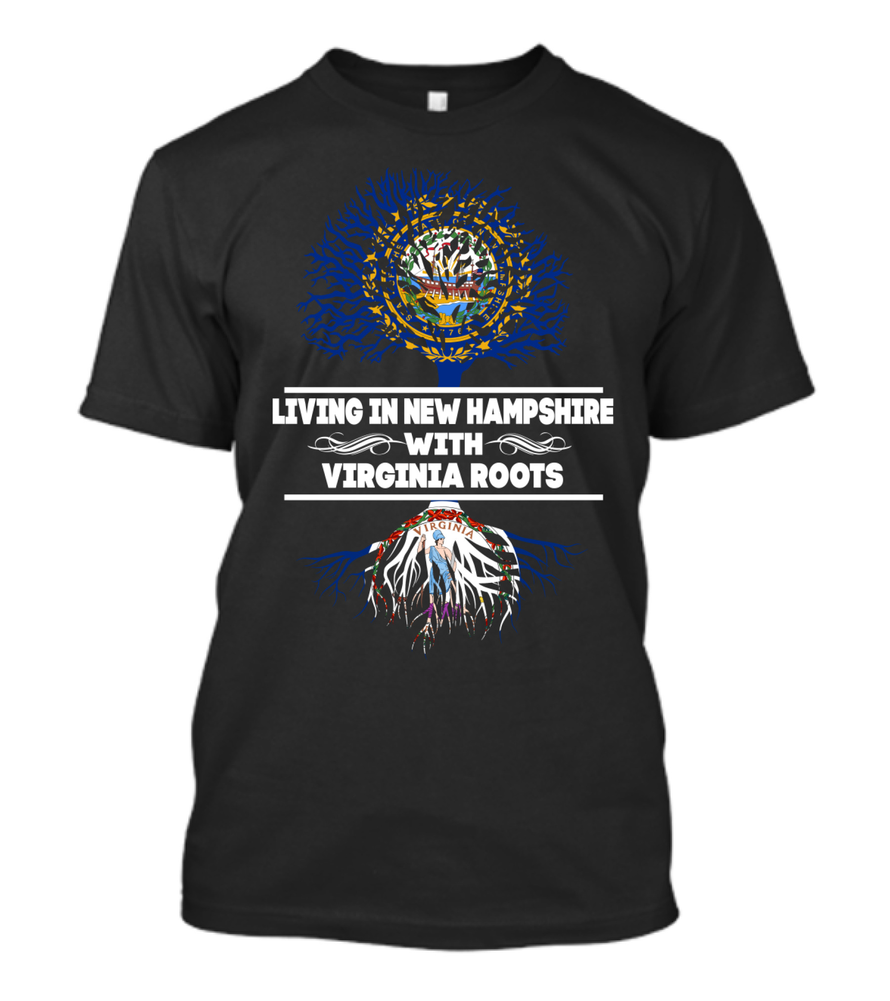 Living In New Hampshire With Virginia Roots Tree Flag T-Shirt