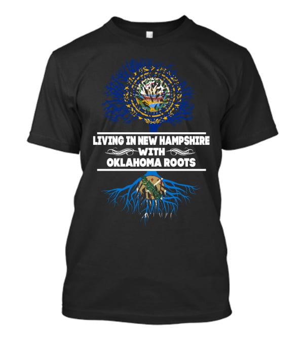 Living In New Hampshire Proudly Displaying Oklahoma Heritage With State Seal Elements T-Shirt