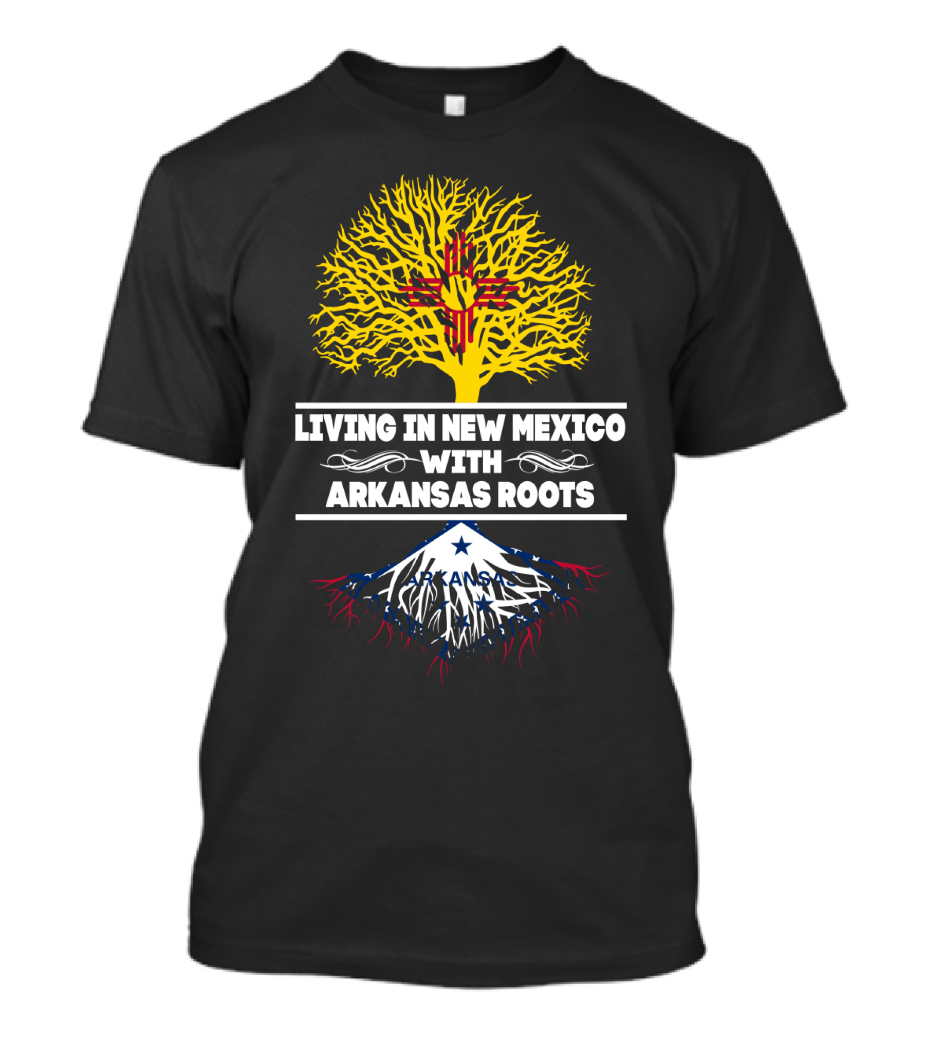 Living In New Mexico With Arkansas Roots Zia Symbol Tree State Heritage Connection T-Shirt