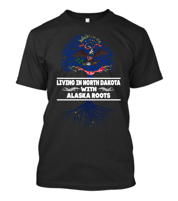 North Dakota Residency Embracing Alaska Ancestry With State Flag T-Shirt