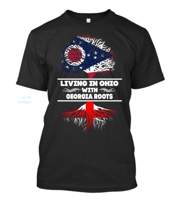 Living In Ohio With Georgia Roots Flag Tree T-Shirt