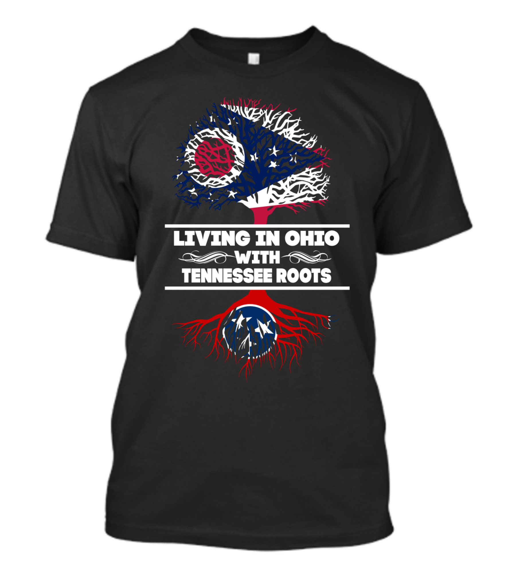 Ohio State Tree With Tennessee Roots Flag Theme Living In Ohio With Tennessee Heritage Connection T-Shirt