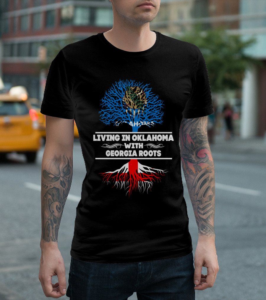 Oklahoma Flag Tree Symbolizing Georgia Roots Heritage and Connection T-Shirt