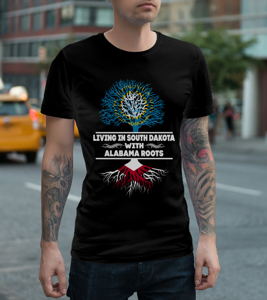 Living in South Dakota with Alabama Roots Featuring Dakota Tree Symbolism T-Shirt