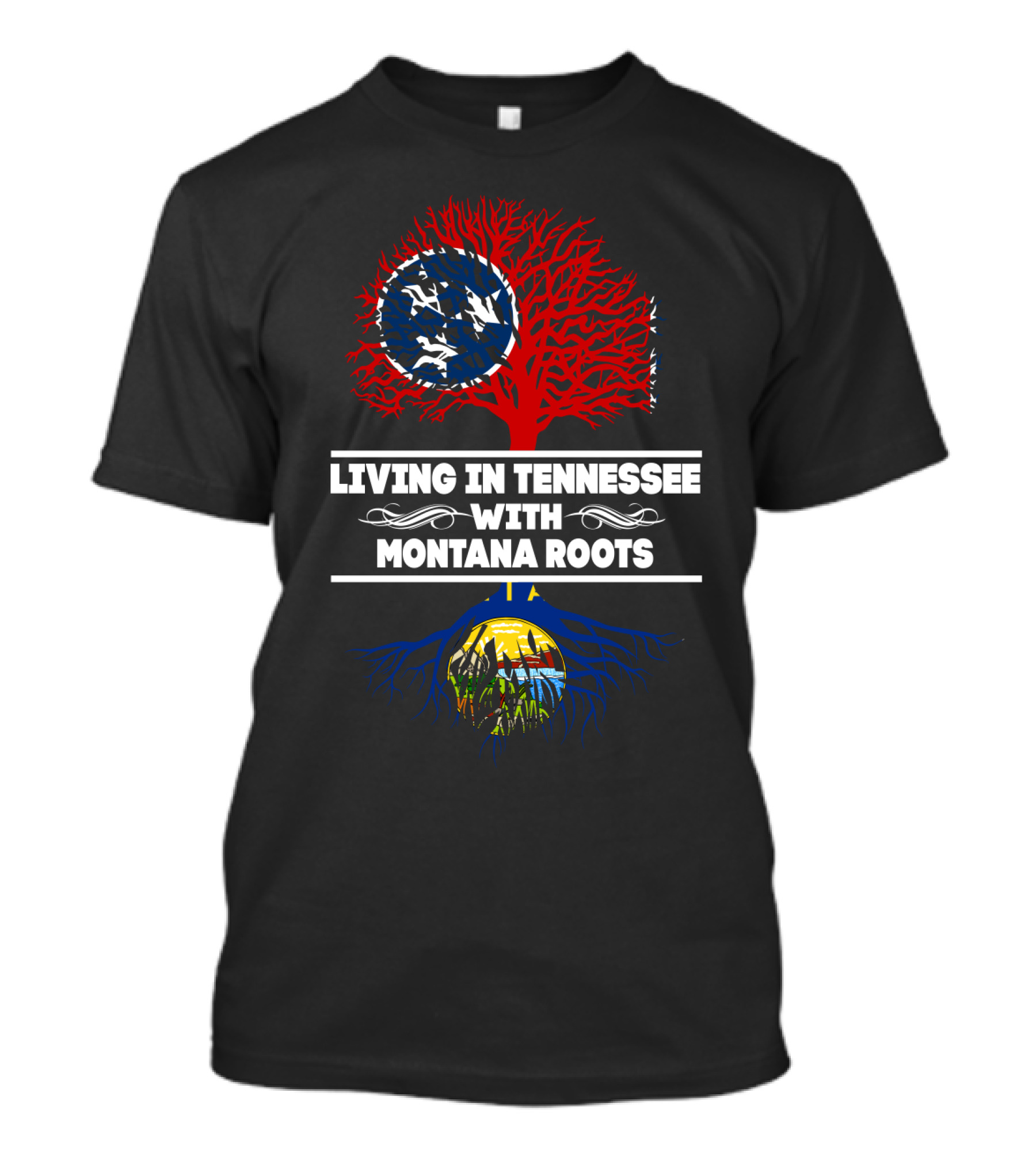 Tennessee Flag Tree With Montana Roots State Pride Connection T-Shirt