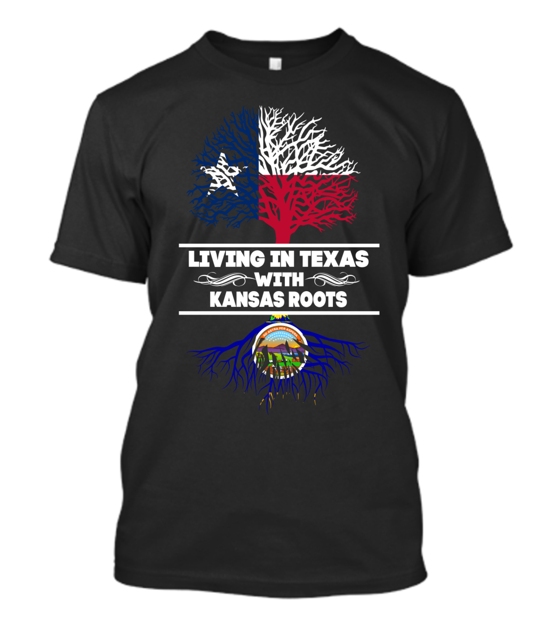 Texas Pride Kansas Heritage Tree With Roots State Connection T-Shirt