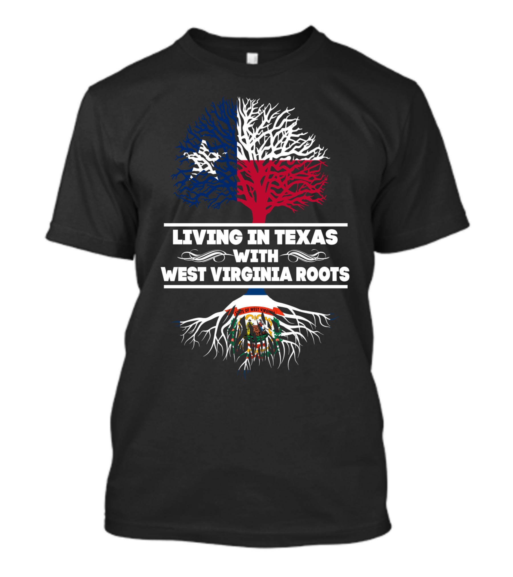 Texas Flag Tree With West Virginia Roots Symbolism T-Shirt