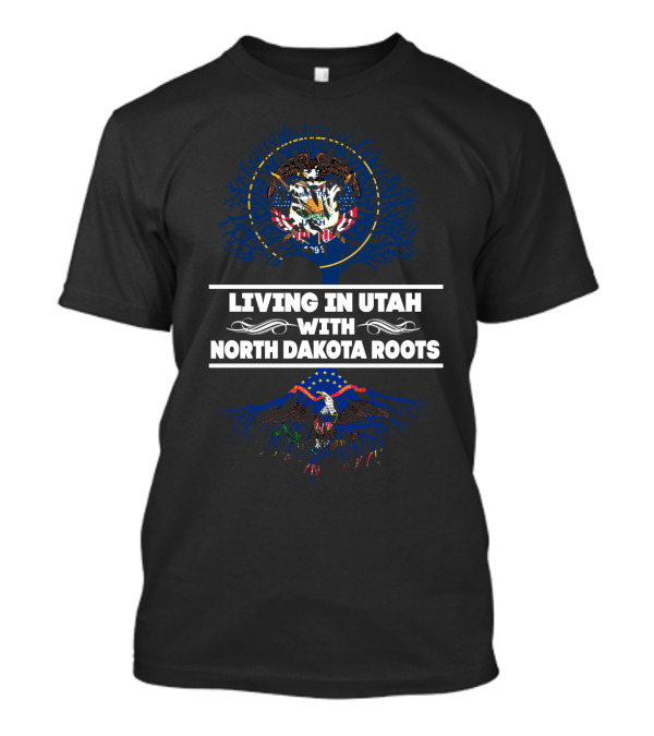 Utah State Emblem With Eagle And Tree Illustrates Living In Utah With North Dakota Roots T-Shirt