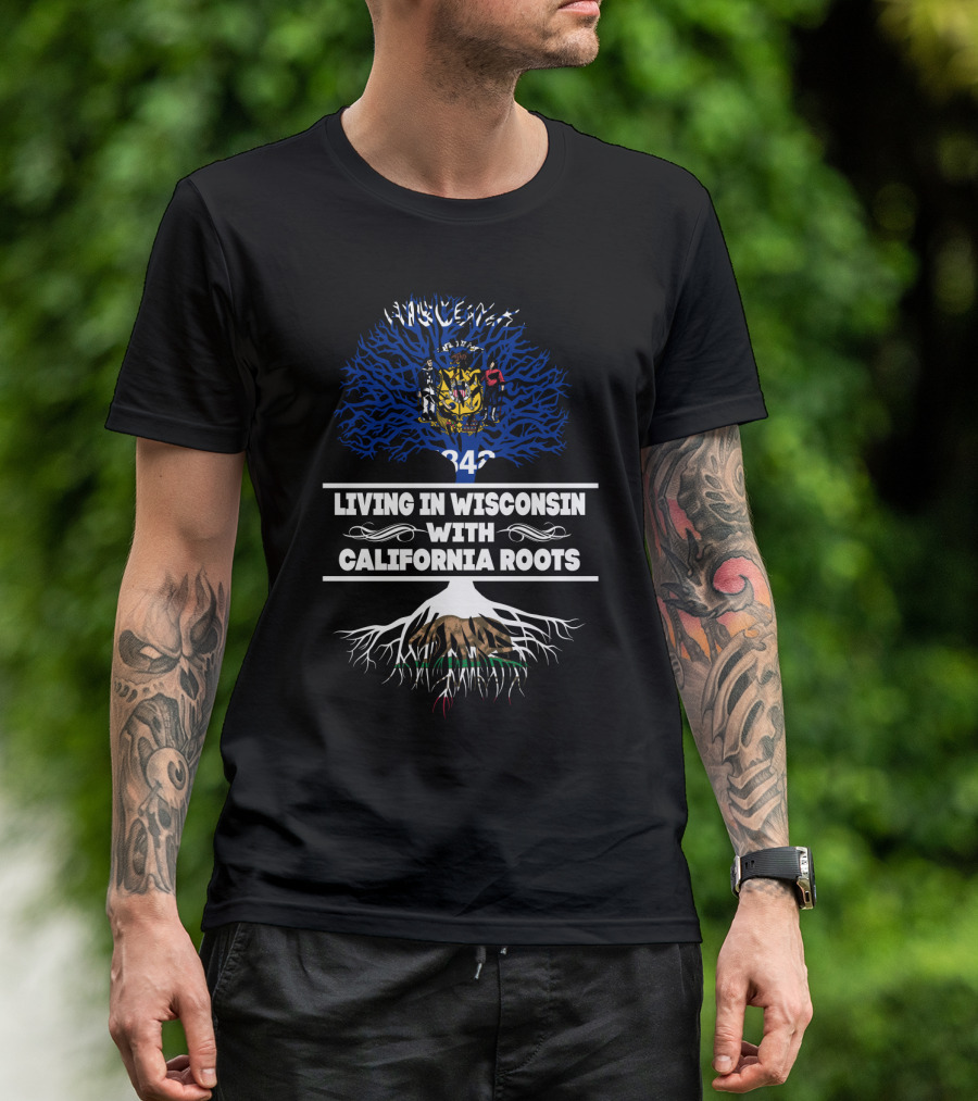 Wisconsin Proud Bear Representing California Connection Through Roots T-Shirt