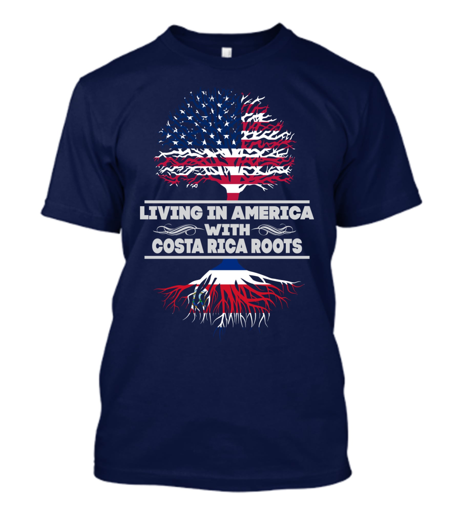 Living In America With Costa Rica Roots Patriotic Tree T-Shirt