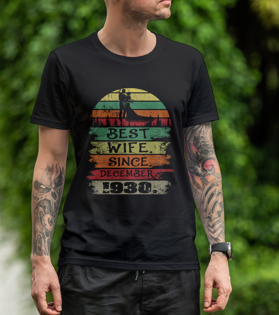 Best Wife Since December 1930 Retro Vintage Sunset T-Shirt