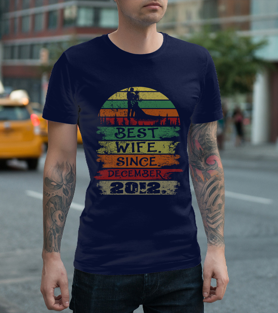 Best Wife Since December 2012 Retro Sunset T-Shirt