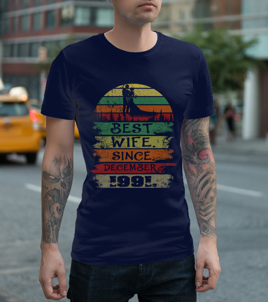 Best Wife Since December 1991 Retro Sunset T-Shirt