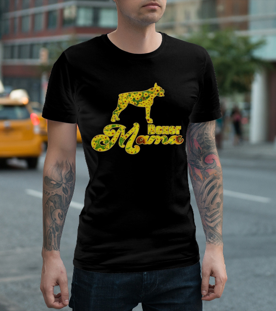 Boxer Mama Sunflower Dog Lovers T-Shirt
