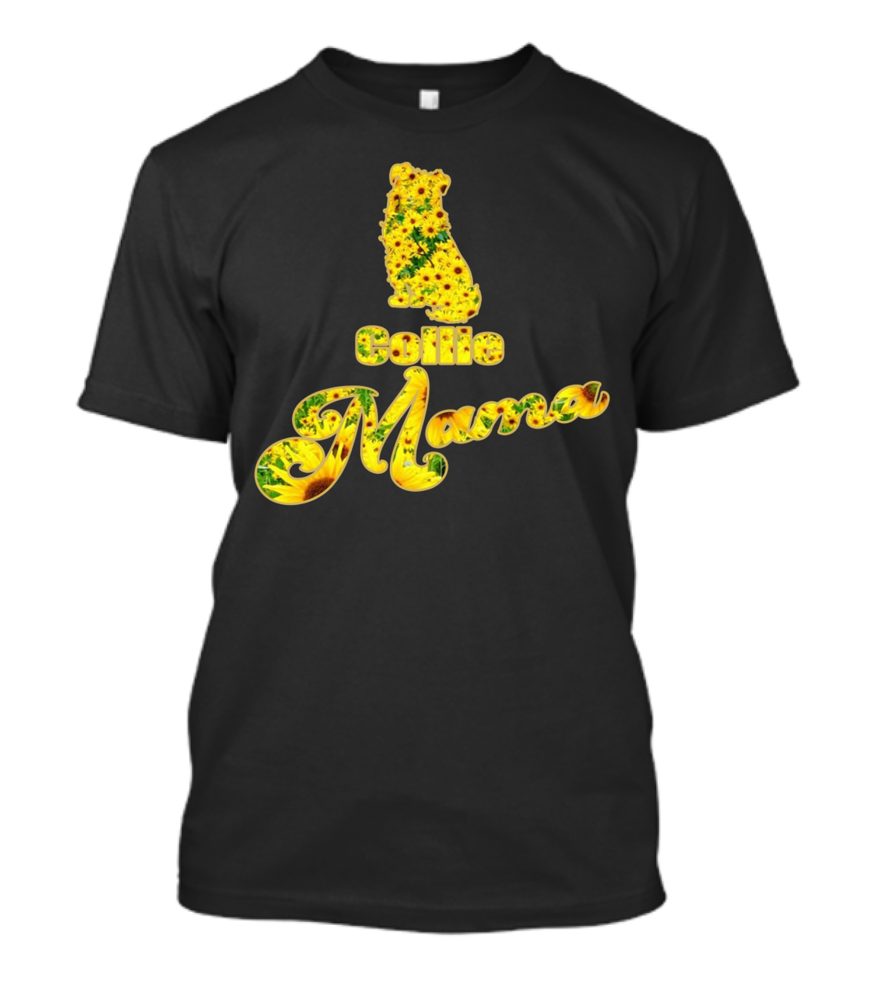 Collie Mama Sunflower Pattern Dog Lover Gift T-Shirt