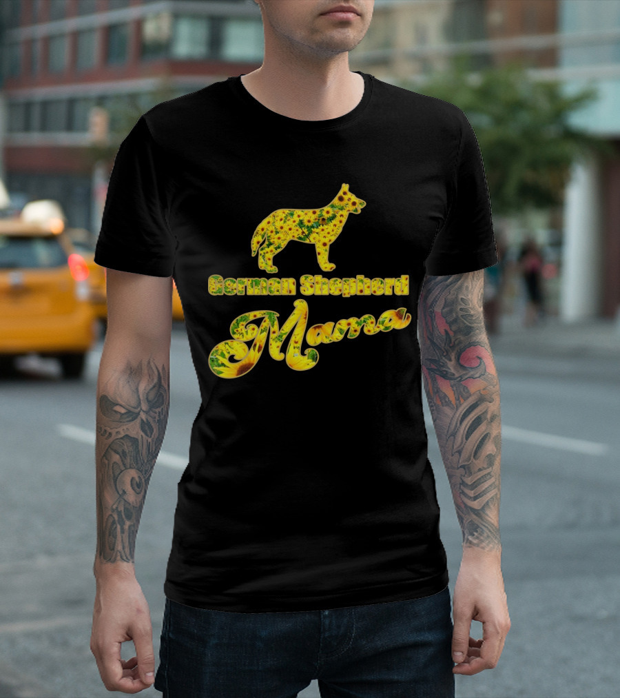 German Shepherd Mama Sunflower T-Shirt