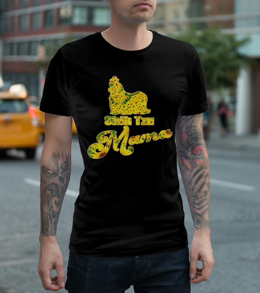 Shih Tzu Mama Sunflower Decor T-Shirt
