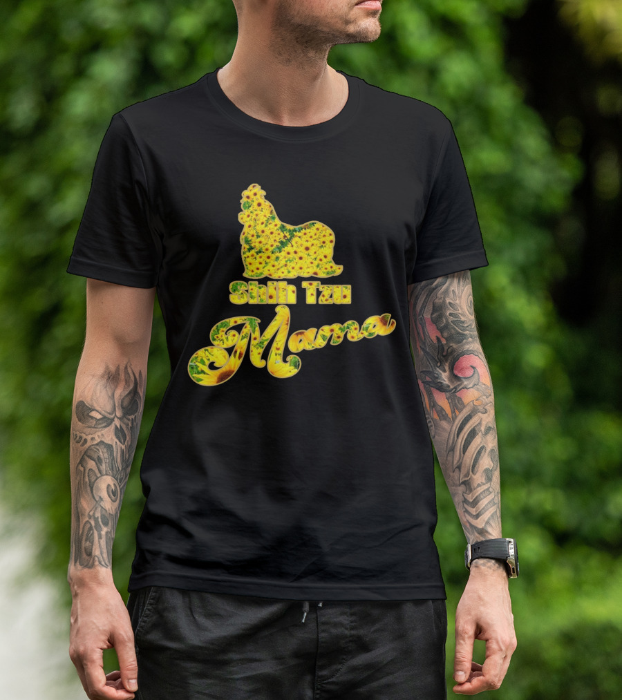 Shih Tzu Mama Sunflower Decor T-Shirt