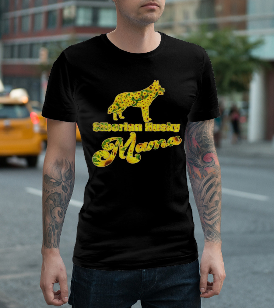 Siberian Husky Mama Sunflower T-Shirt