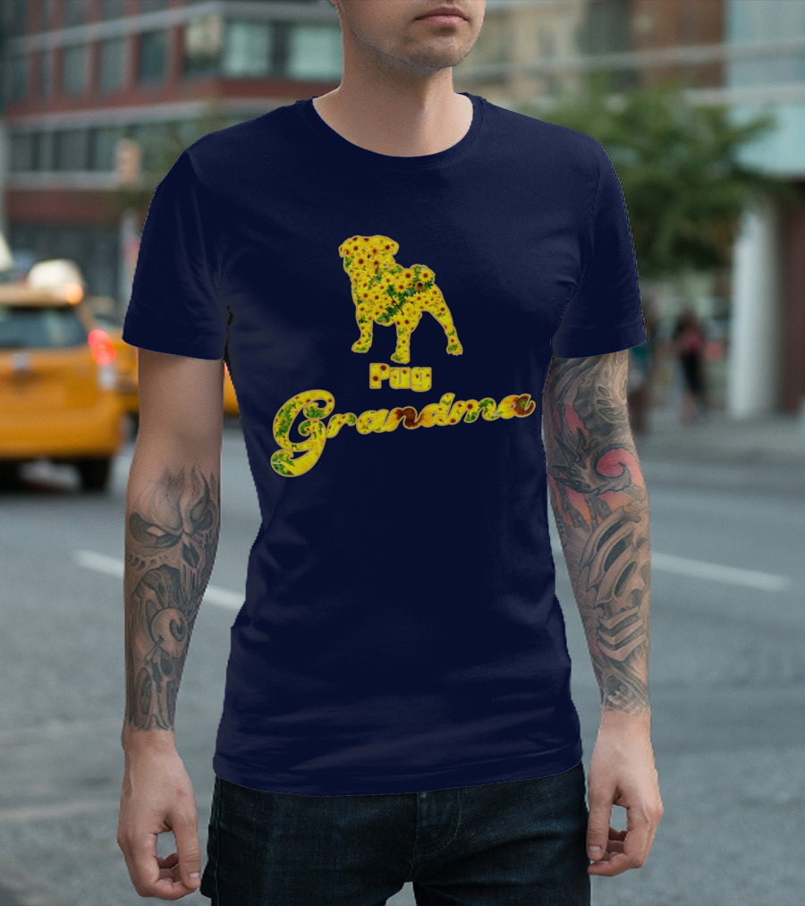 Pug Grandma Sunflower T-Shirt