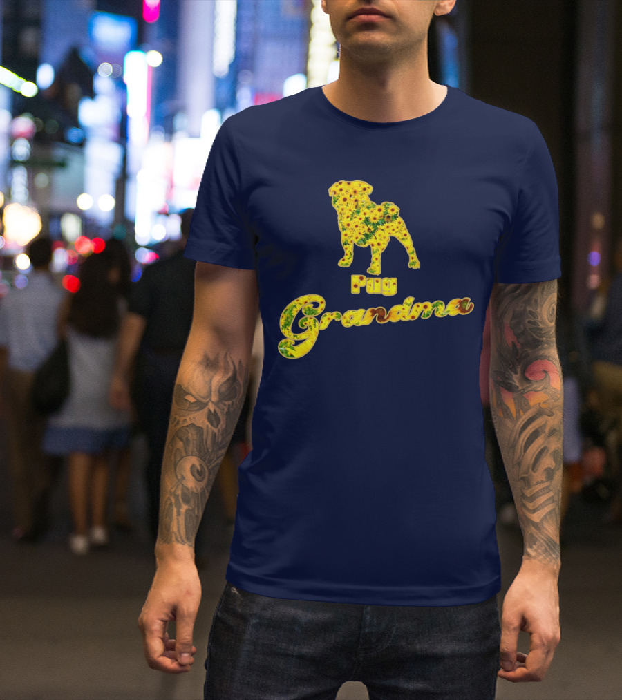 Pug Grandma Sunflower T-Shirt