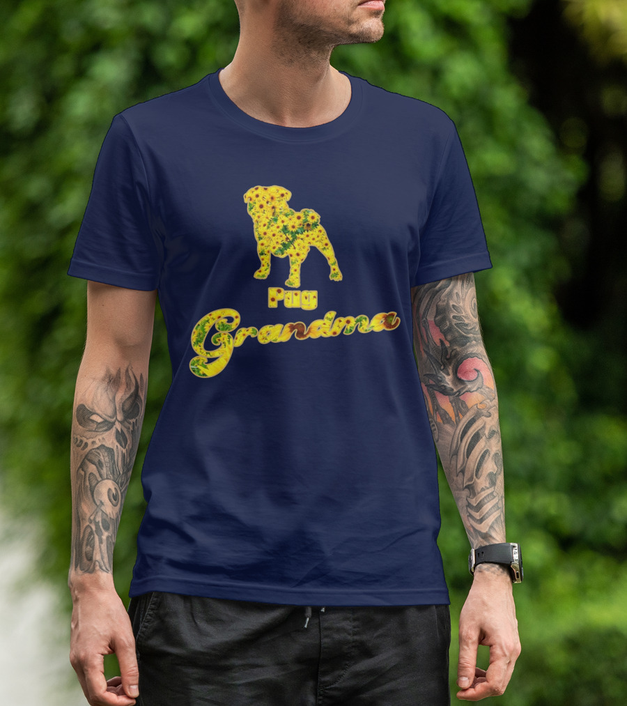 Pug Grandma Sunflower T-Shirt