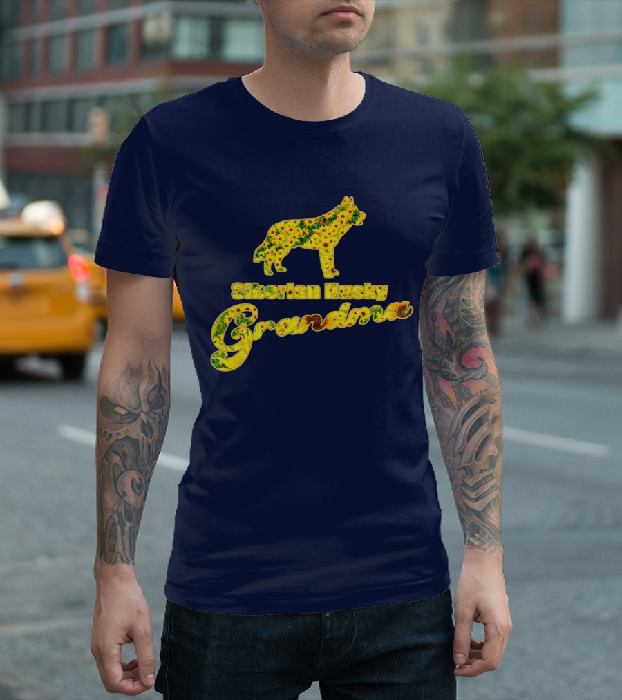 Siberian Husky Grandma Sunflower T-Shirt