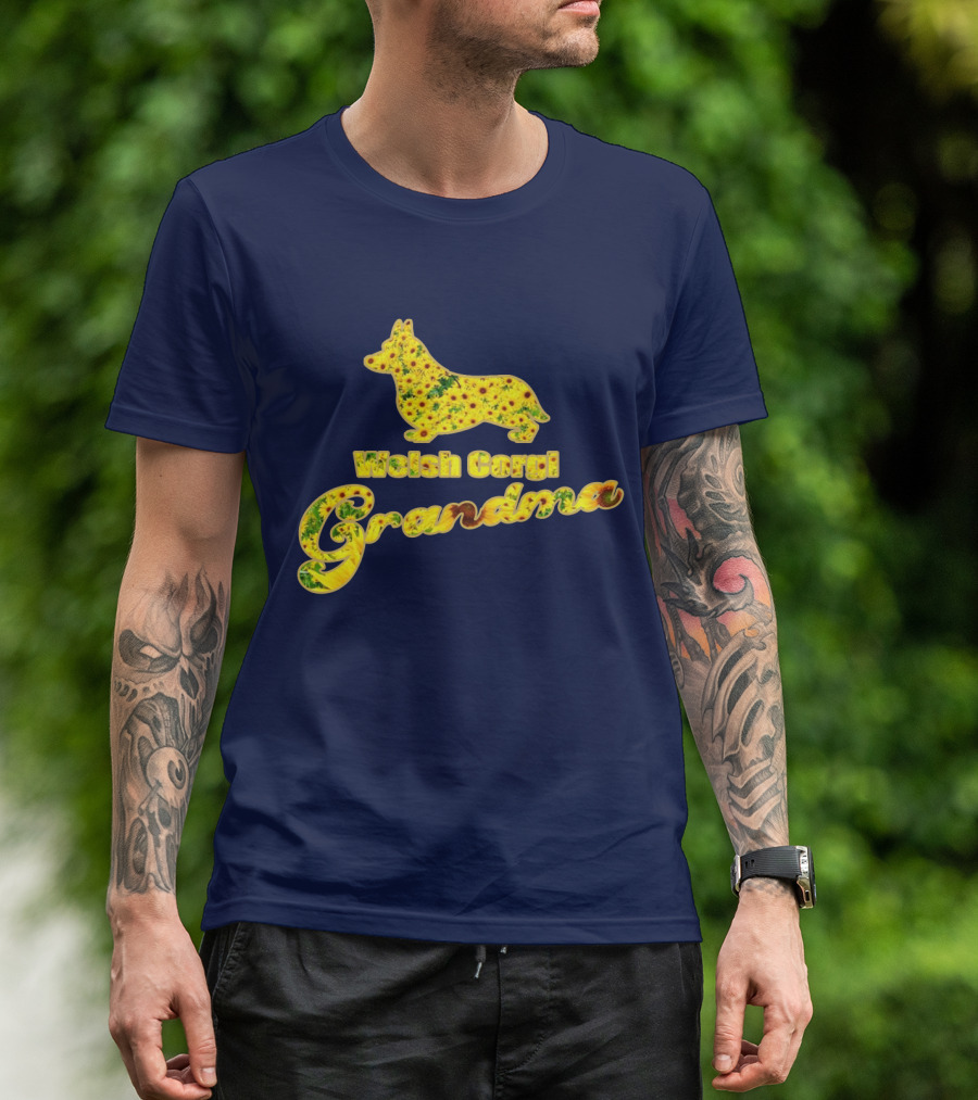 Welsh Corgi Sunflower Grandma T-Shirt