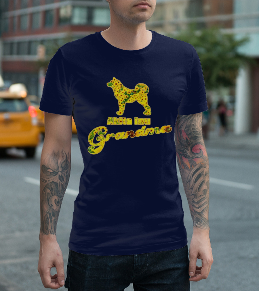 Akita Inu Grandma Sunflower T-Shirt