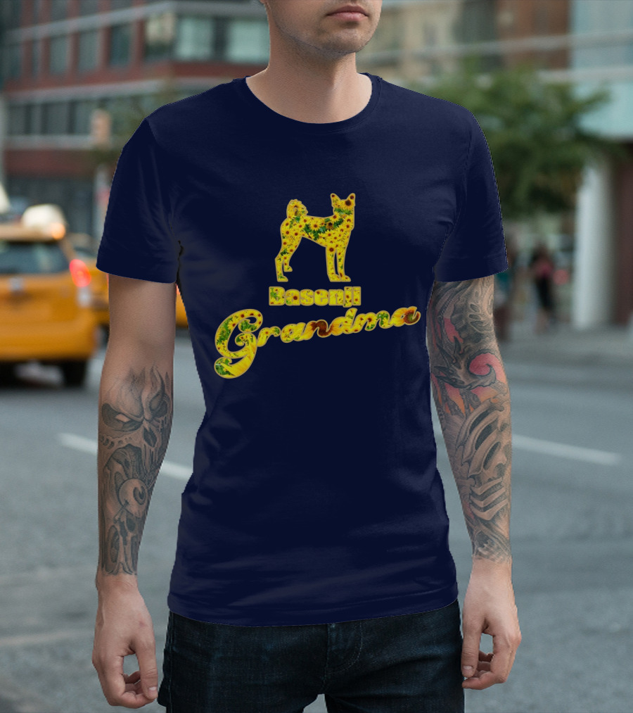 Basenji Grandma Sunflower Dog Lover Concept T-Shirt