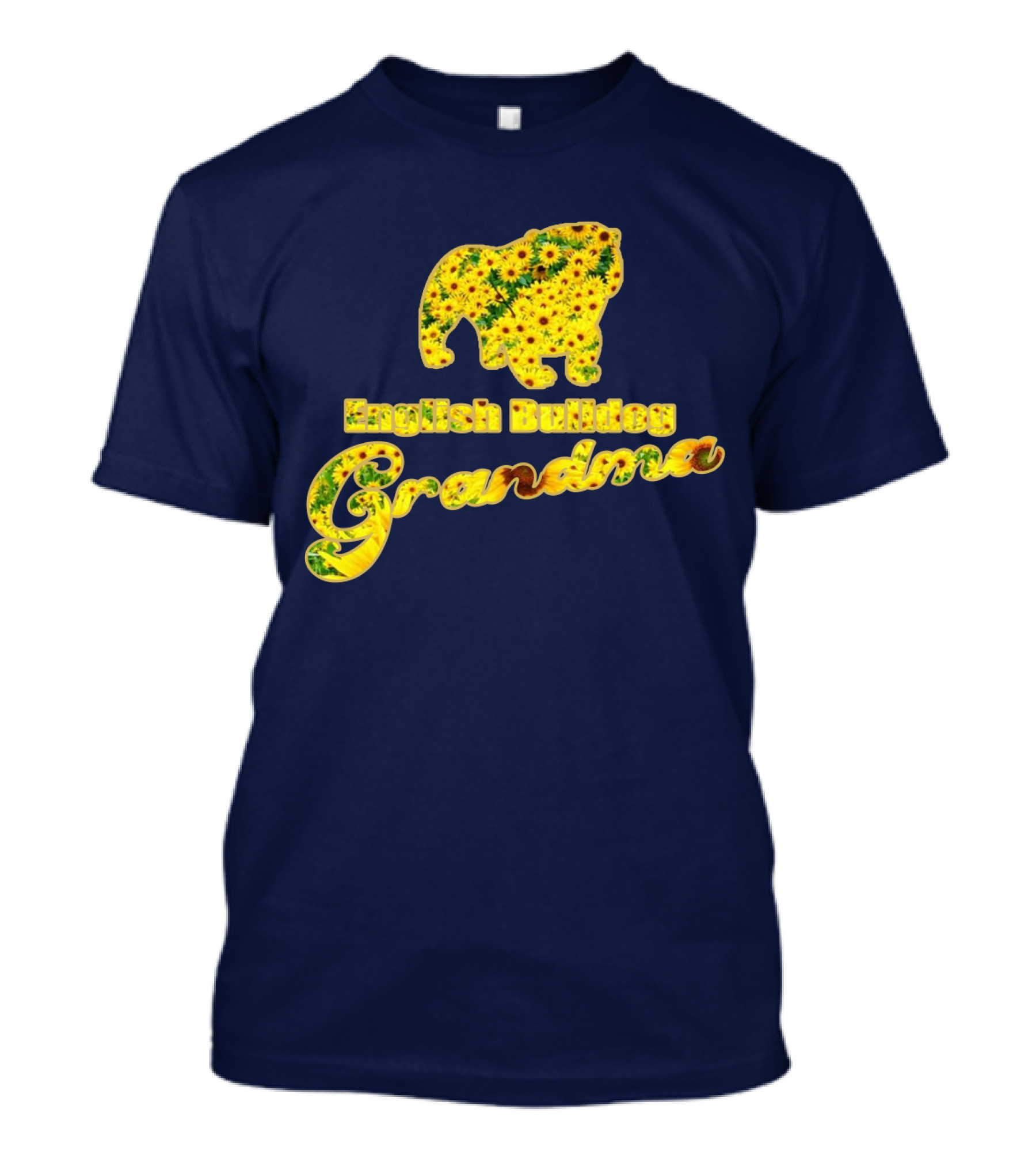 English Bulldog Grandma Sunflower T-Shirt