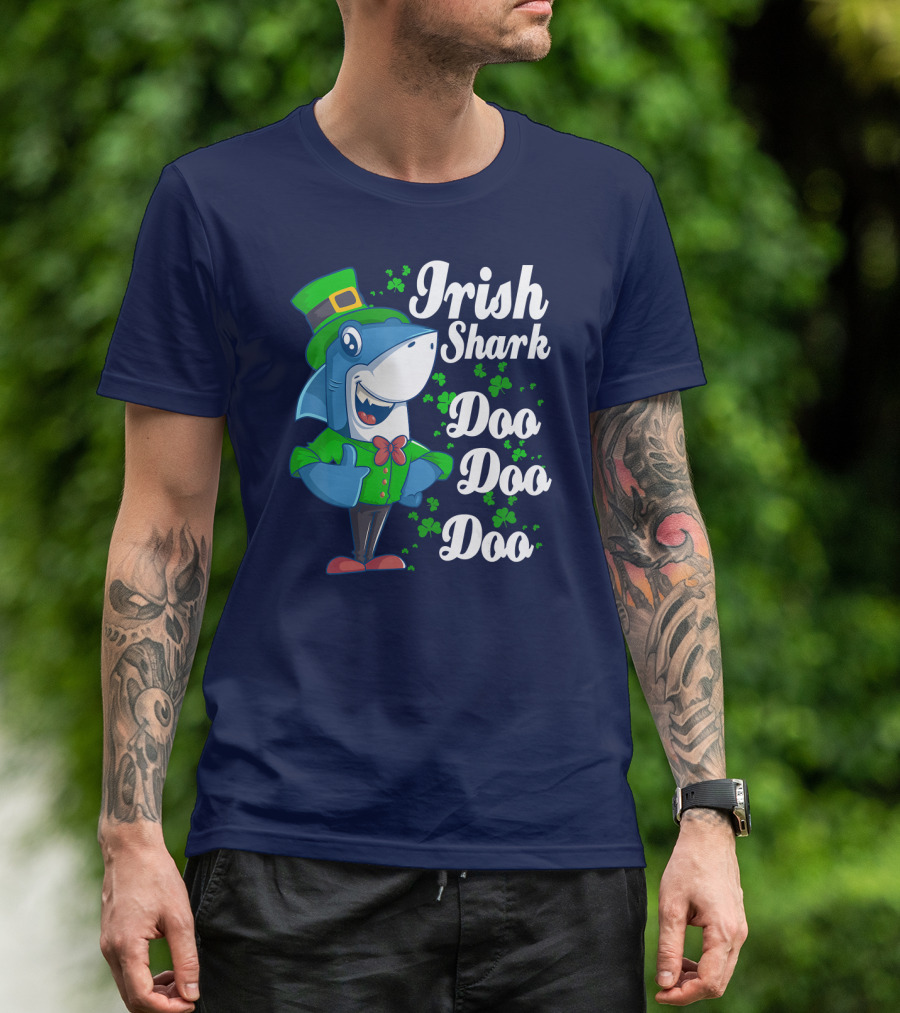 Irish Shark Doo Doo Doo Dad Shamrock Leprechaun Hat T-Shirt