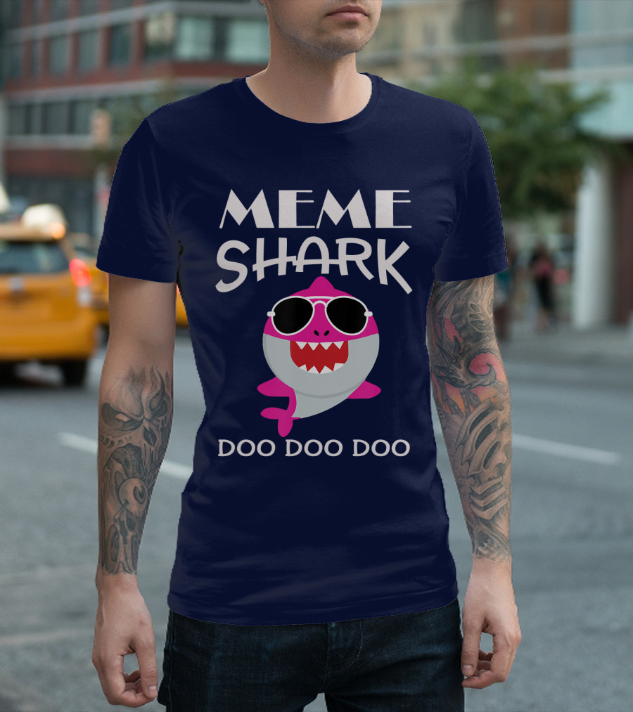 Meme Shark Doo Doo Doo Sunglasses Cool Cartoon T-Shirt