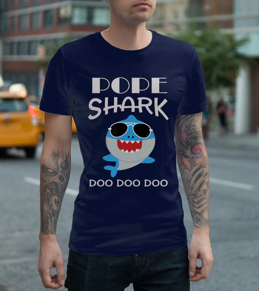 Pope Shark Doo Doo Doo Sunglasses Bite T-Shirt
